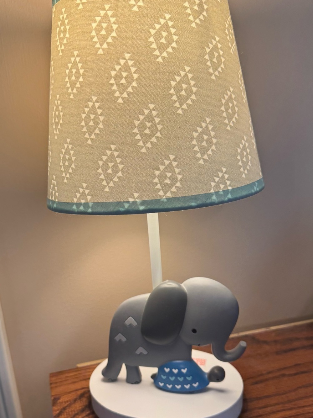 Lambs & Ivy Gray and Blue Elephant & Turtle Nursery Table Lamp